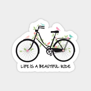 Life is a beautiful ride, vintage bicycle with birds Sticker